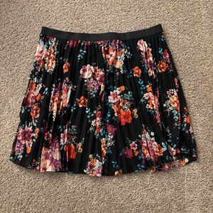 NWT +Plus Moda Skirt Womens 3X Black Floral Pleated